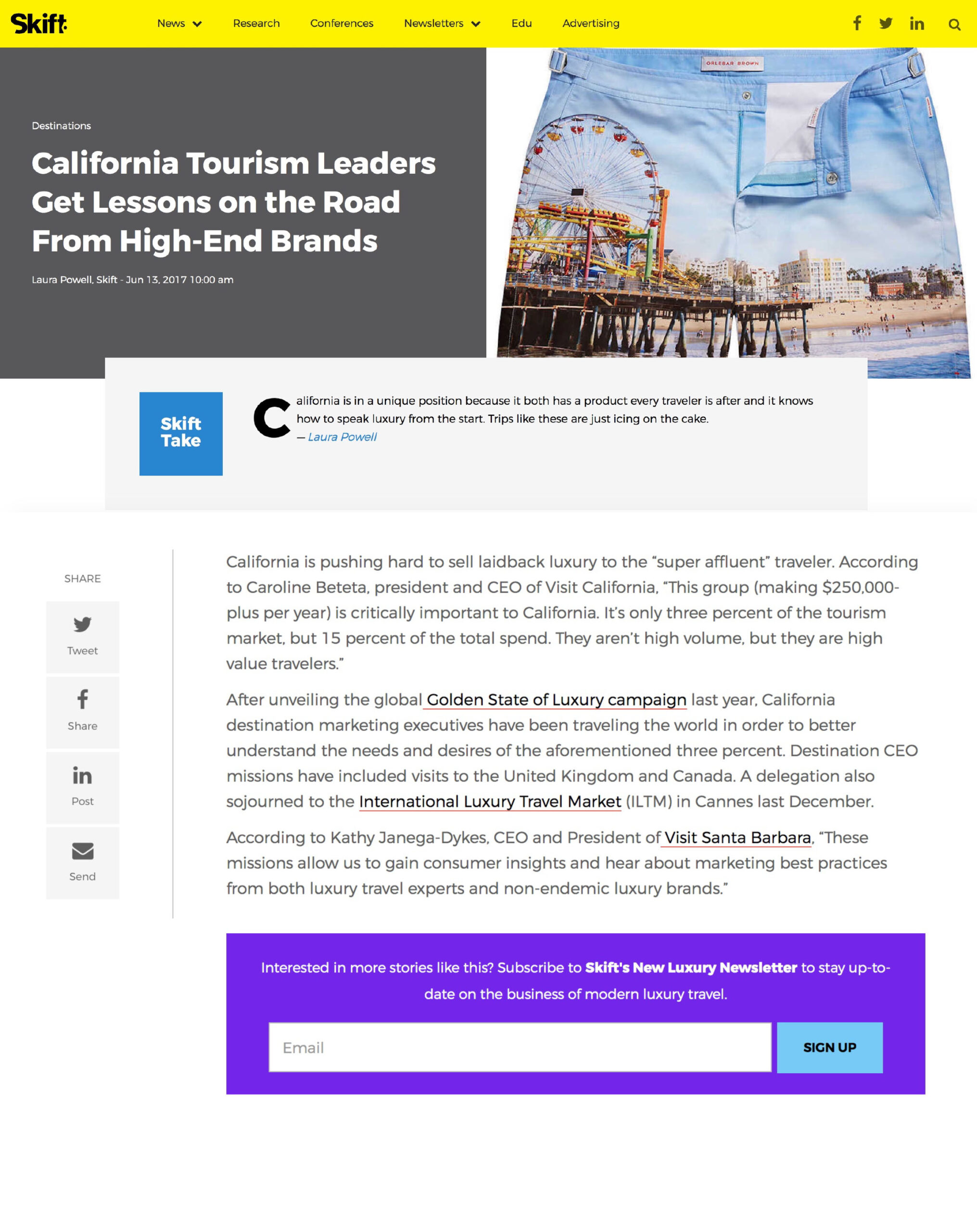 California Tourism Leaders Get Lessons on the Road from High-End Brands
