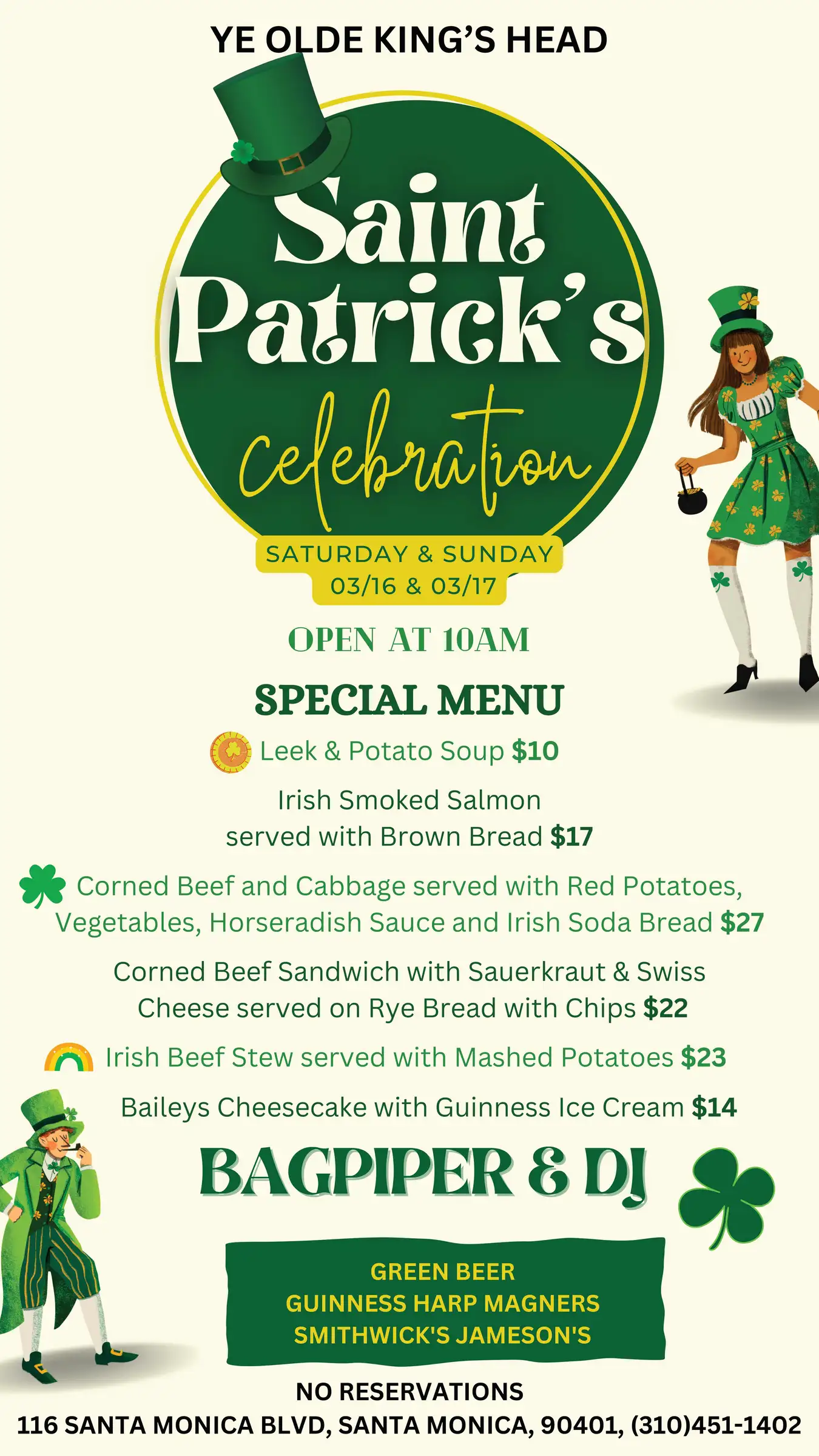 St Patrick's Day Celebration at Ye Olde King's Head Visit Santa Monica