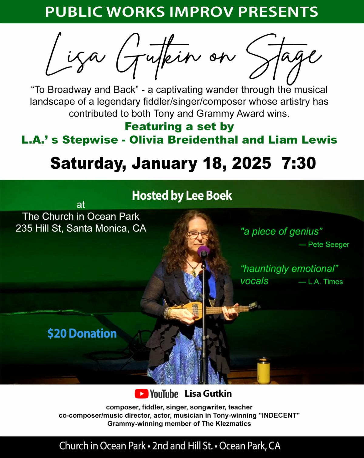 Public Works Improvisational Theatre Presents Lisa Gutkin on Stage